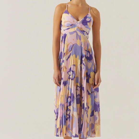 Blythe Floral Plisse Midi Dress - Picture 1 of 6